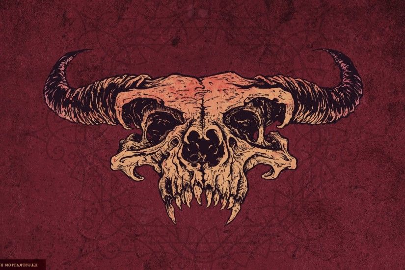 skull, Demon, Satanic, Horns, Artwork, Fantasy Art, Red, Angryblue  Wallpapers HD / Desktop and Mobile Backgrounds
