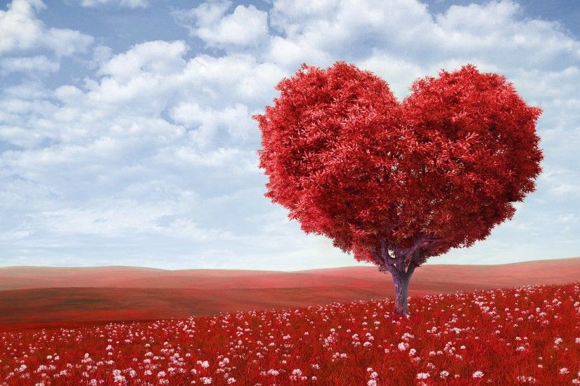 Red Love Heart Tree Wallpapers