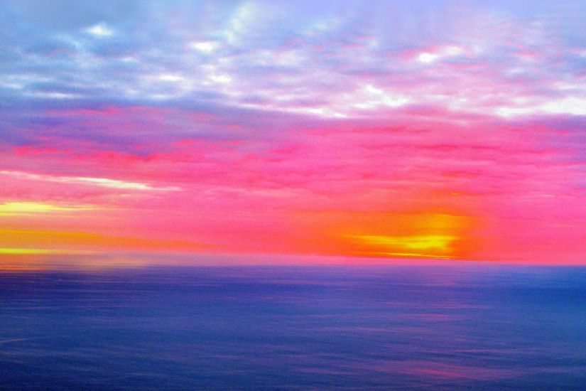 Earth - Scenic Colorful Sunrise Horizon Sky Pink Cloud Wallpaper