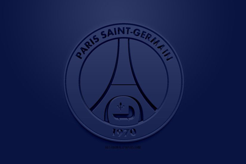 paris saint-germain, psg, kreativ-3d-logo, dark-blue