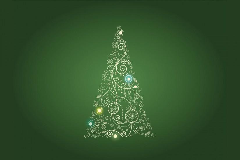 Christmas Tree on Green PPT Backgrounds