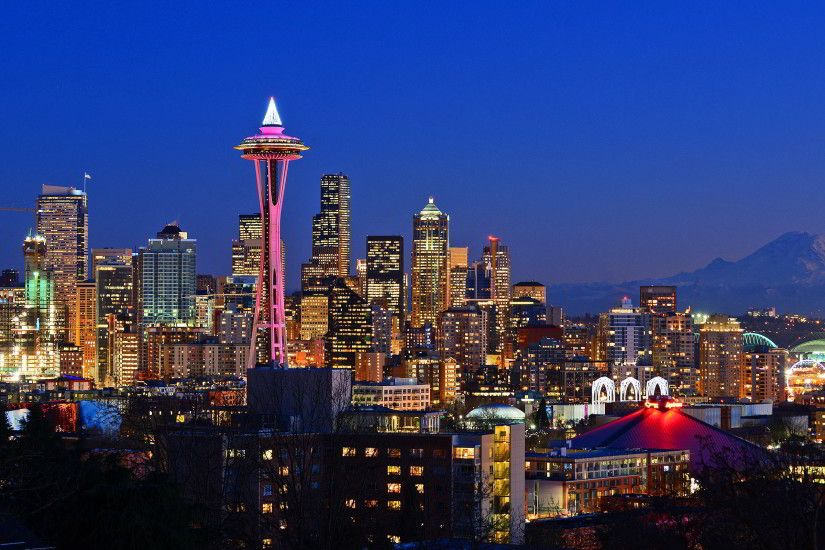 Seattle Skyline At Night Wallpaper