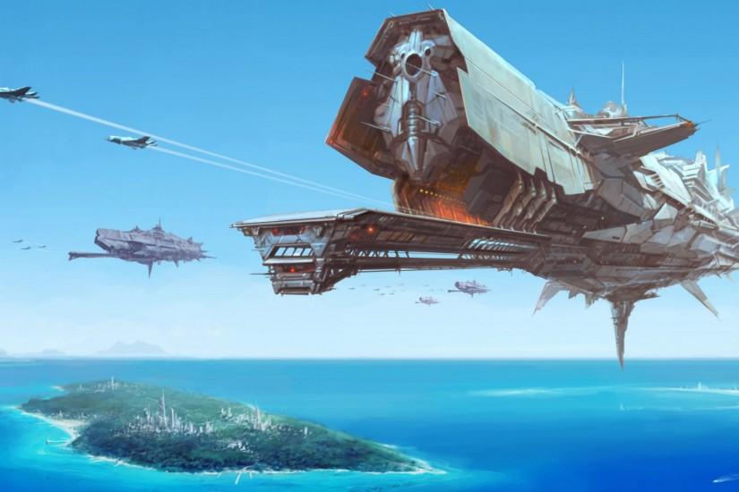 Sci-Fi Battle Space Ship Wallpaper