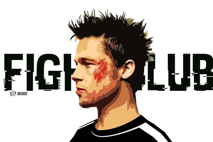 Movie - Fight Club Brad Pitt Portrait Artwork Actor Celebrity Tyler Durden  Wallpaper
