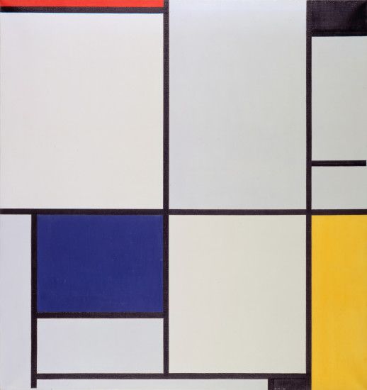Piet Mondrian - Tableau I (1921). Arte abstracto. Ãleo sobre lienzo de