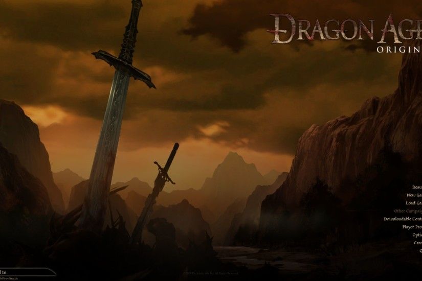 Dragon Age: Origins Windows Main Menu