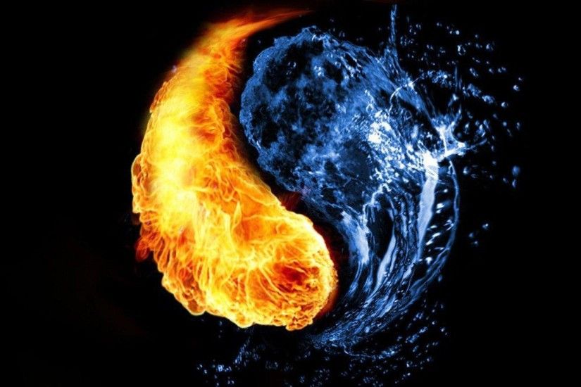 Cool Fire And Water Background Wallpaper HD - dlwallhd.