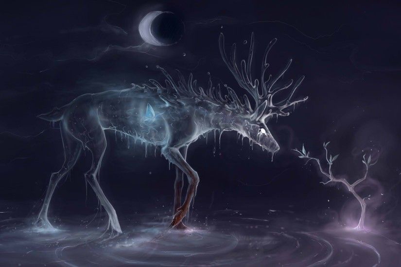 Animal Artistic Psychedelic 3D Cgi Deer Fantasy Abstract Winter Wallpaper