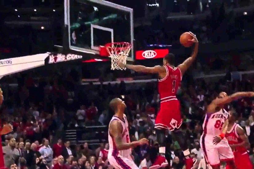 Derrick Rose Crazy Slam Dunk VS New York Knicks [2012] - TV Version -  YouTube