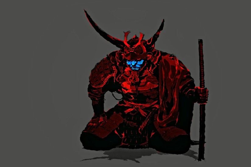 #samurai, #red, #blue, #mask, #minimalism, #Blade of the .
