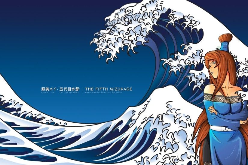 Waves naruto shippuden mizukage mei terumi the great wave off kanagawa  1920x1200 wallpaper