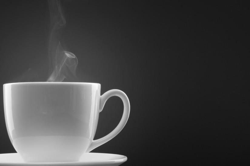 Preview wallpaper coffee, steam, cup, black background 2560x1080