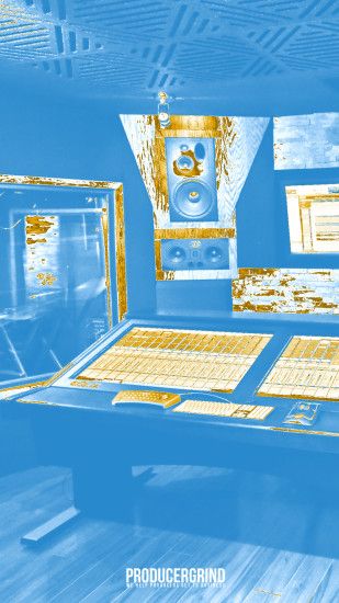 Blue & Gold Recording Studio Wallpaper for iPhone 7 & 7 Plus