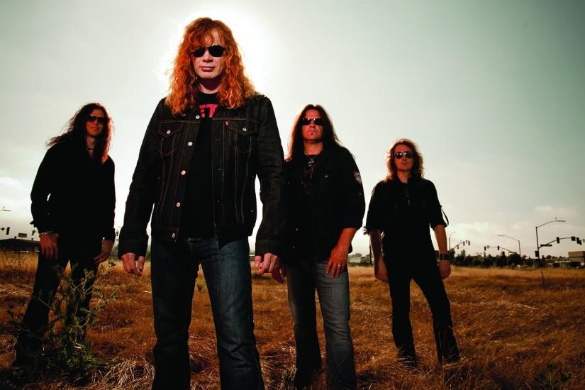 Preview wallpaper megadeth, band, field, sky, glasses 1920x1080