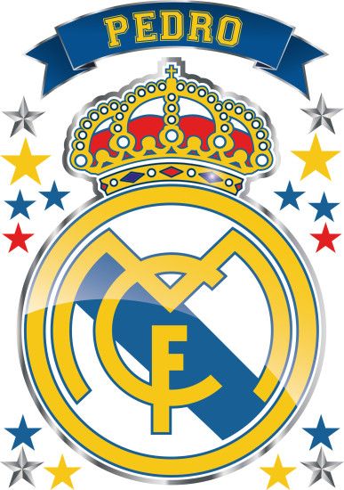 Kit De Vinilo Escudo Real Madrid Con Tu Nombre Personalizado