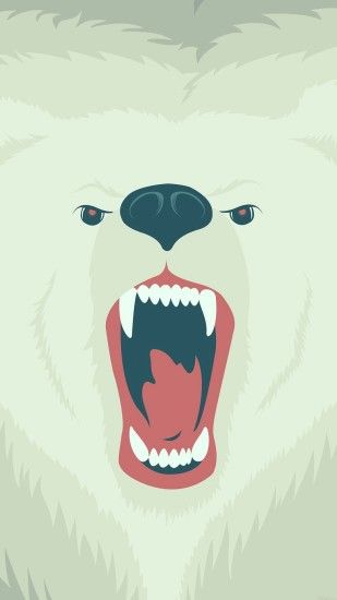 Fierce Polar Bear Winter Cartoon Illust #iPhone #7 #wallpaper