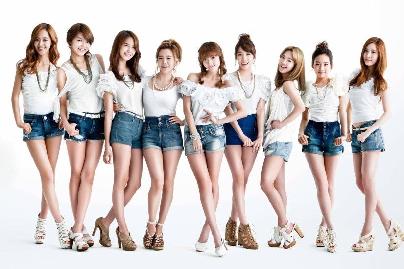 Asians SNSD Girls Generation Musicians Singers Kwon Yuri Sooyoung Yoona  White Shirt Sunny Jessica Jung Tiffany Hwang Hyoyeon Kim Taeyon Seohyun  Jean Shorts