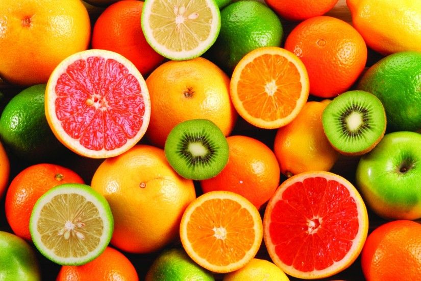 2560x1600 Wallpaper lemon, orange, kiwi, fruit