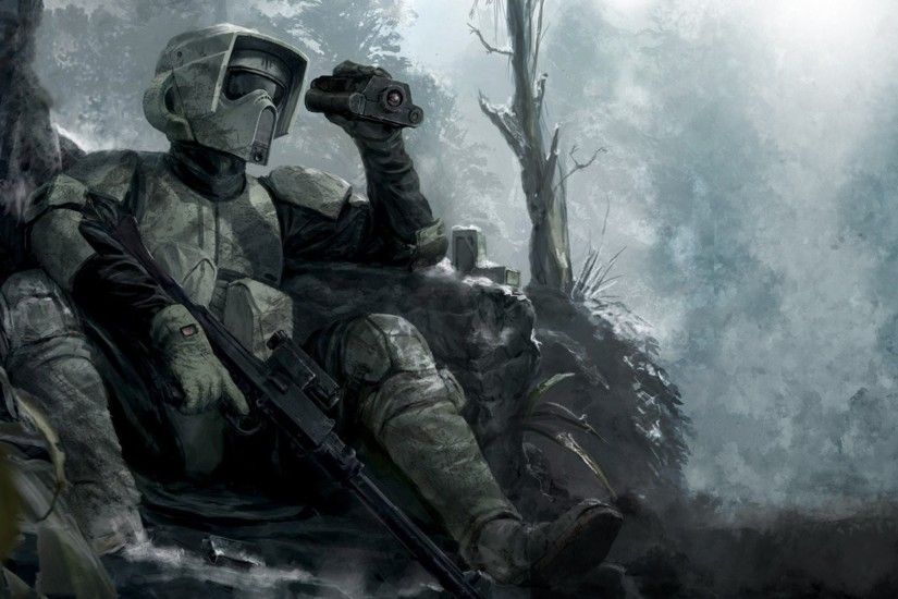 Stormtroopers Stormtrooper Star Wars Episode V - The Empire Strikes Back  Soldier Gun Guns Binoculars Forests War Scout Trooper