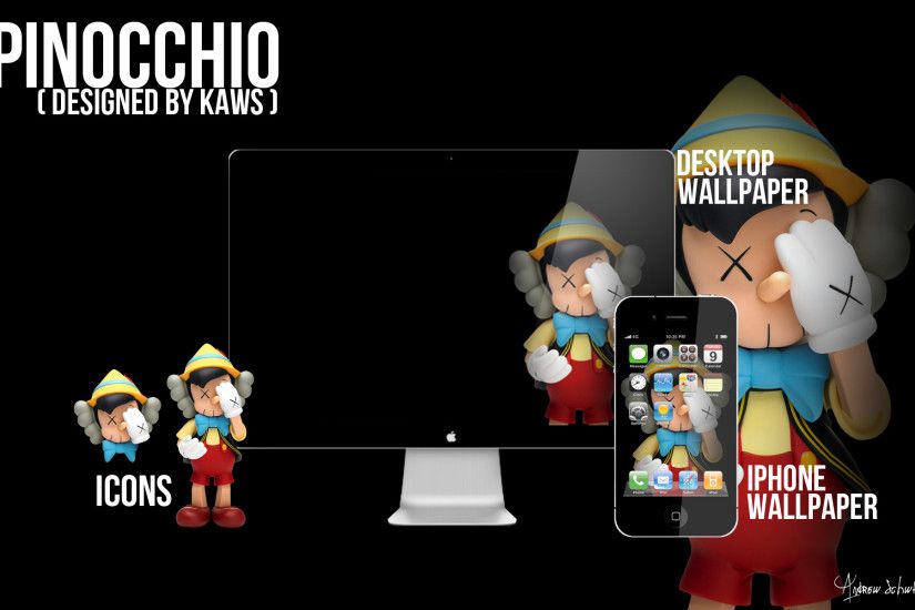 ... KAWS Pinocchio Wallpaper and Icons by acvschwartz