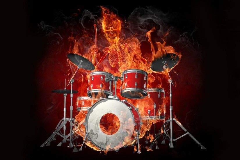 AWESOME SKULLS " N " STUFF images drums fire demon skull stuff hd wallpaper  HD wallpaper and background photos
