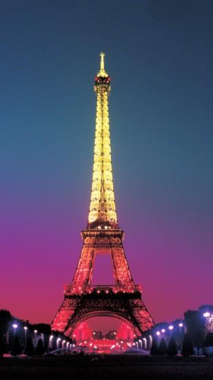 Colorful Light On Eiffel Tower