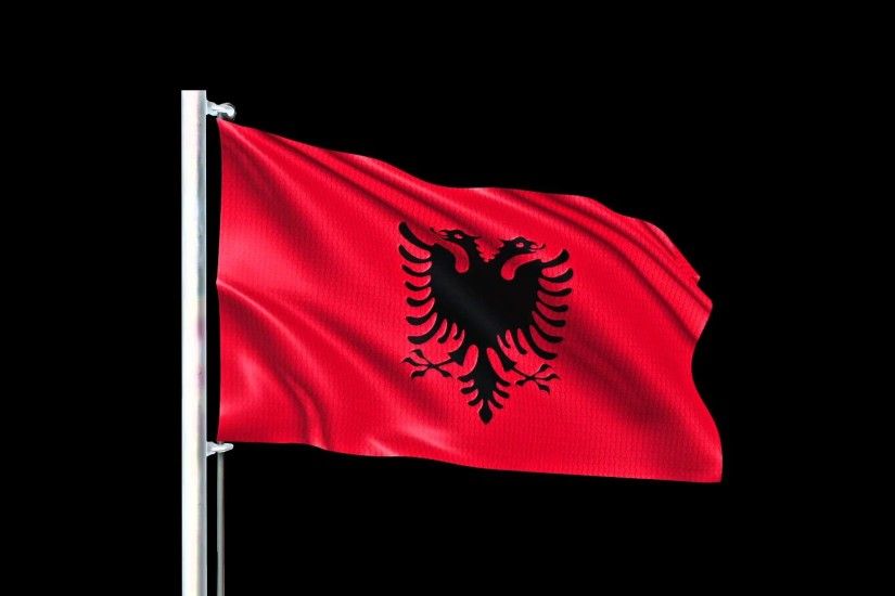 Free Motion Graphic Albania Flags Flying in the sky On Black Background  Color