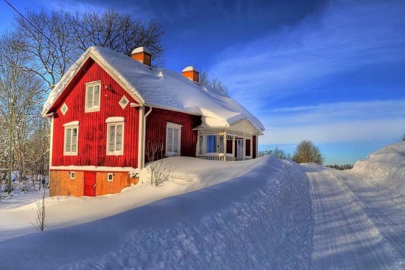 architecture, House, Window, Snow, Winter, Road, Trees, Clouds, Nature,  Sweden, Landscape Wallpapers HD / Desktop and Mobile Backgrounds