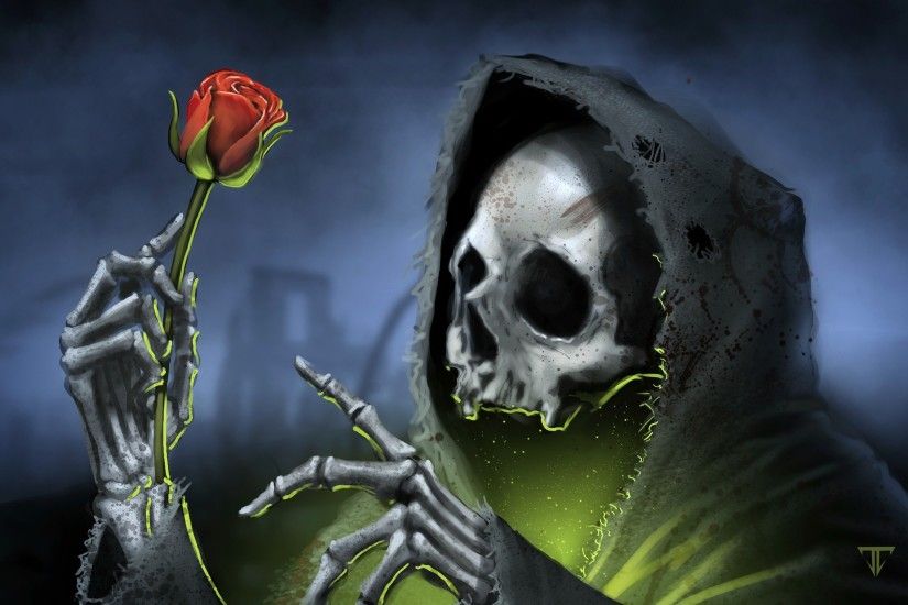 Grim Reaper Holdig A Rose