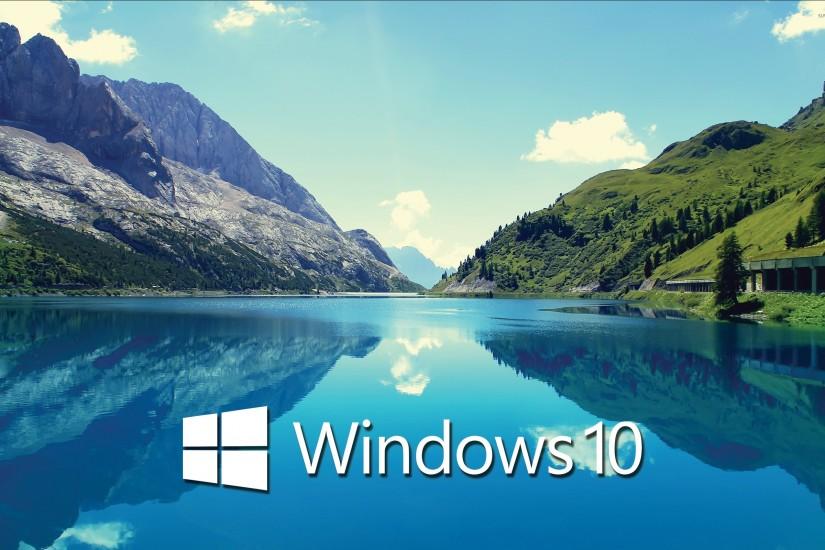 Windows 10 text logo on the mountain lake wallpaper - Computer .
