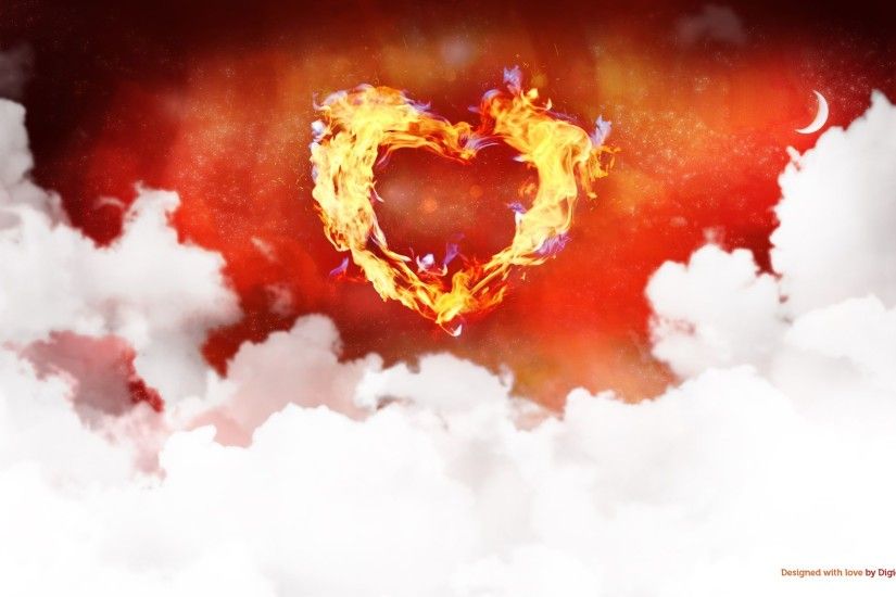 Burning Love Heart Fhd Wallpaper