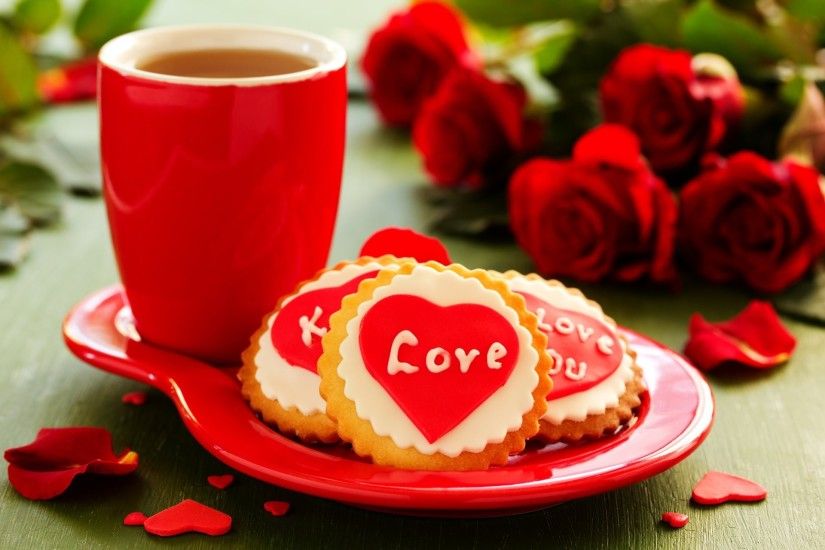 holiday heart cup tea love flowers bouquet roses biscuits cookies holiday love  flower bouquet roses cookies