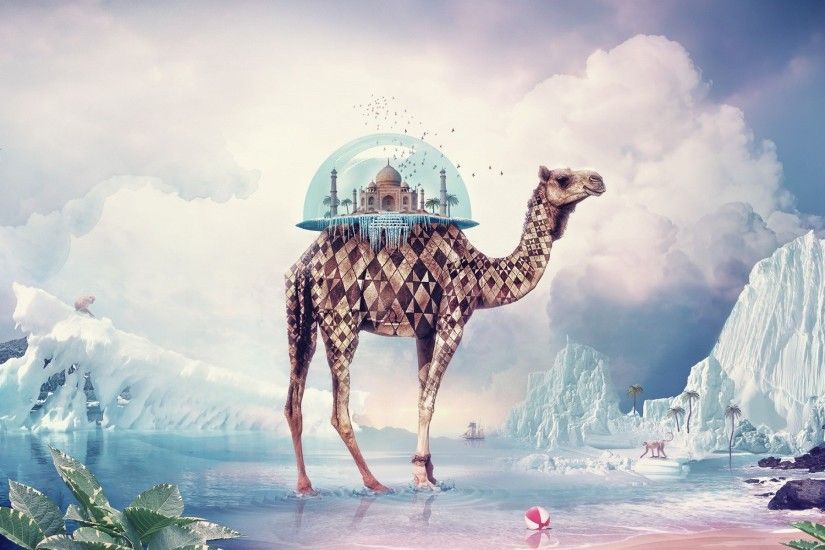Tajmahal on camel 3D world wonders