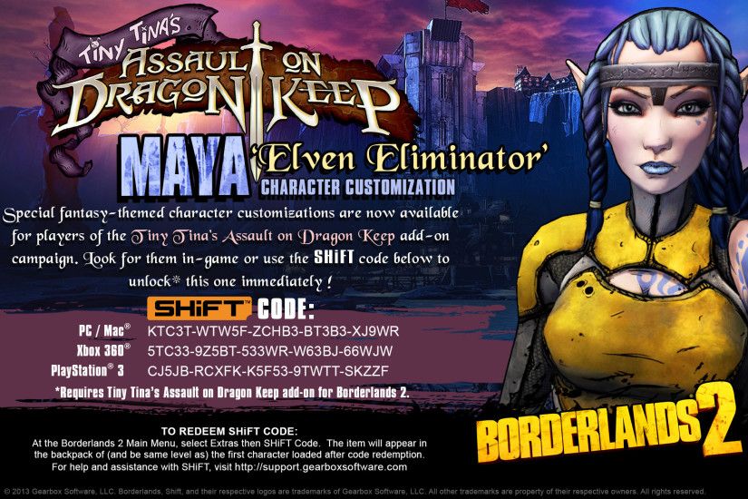 Special fantasy-themed character heads are now available* for players of  the Borderlands 2 add-on campaign Tiny Tina's Assault on Dragon Keep!