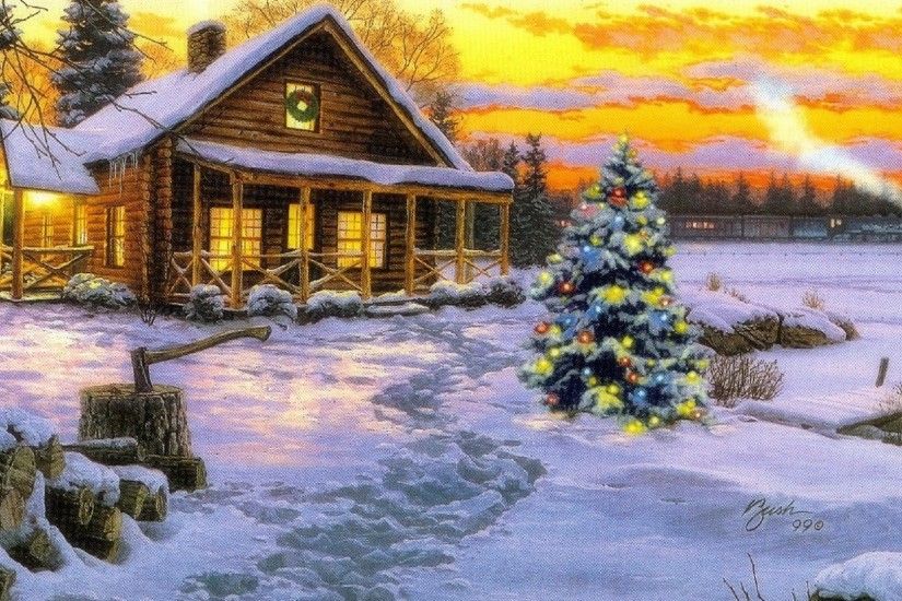 Snow Trees Xmas Dreams Cottage Winter Attractions Lighting Golden Tree New  Paintings Four Holidays Year Love Christmas Seasons Desktop Pictures Free  Detail