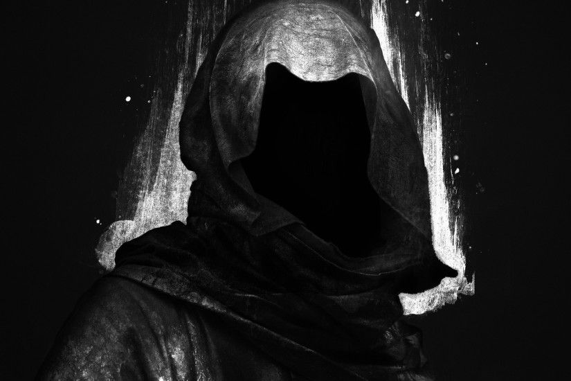 black background, Digital art, Hoods, Faceless, Dark, Grim Reaper Wallpaper  HD