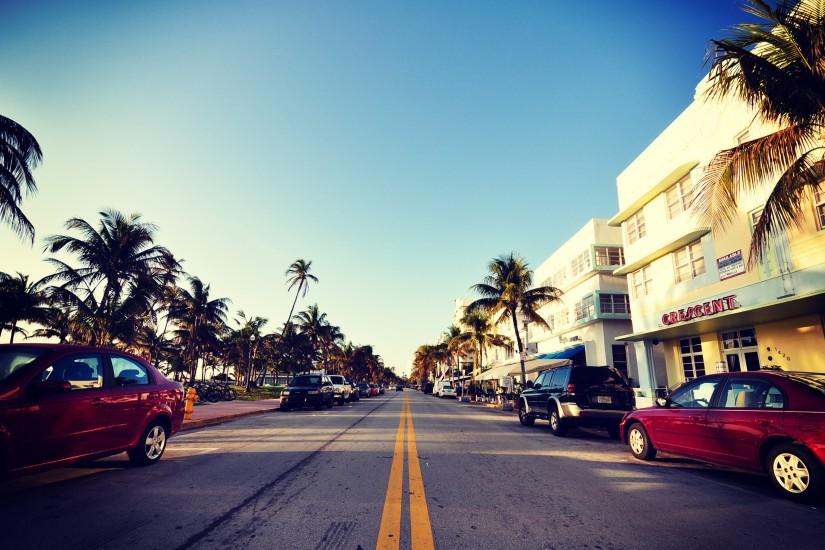 Miami, fl, florida, miami, south beach, sky, road, car