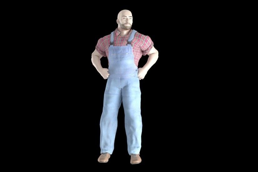 ... as lumberjack with ax - rigged 3d model ma mb ...