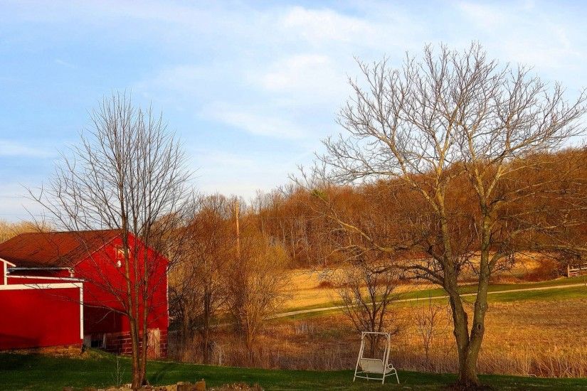 Farms - Lovely Spring Evening Farm Barn Field Swing Richmond Grass Shed Sky  Tree Nature Architecture