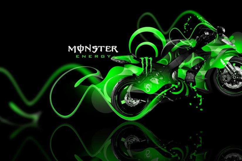 Monster Energy Kawasaki Ninja Green Plastic Bike Wallpapers.