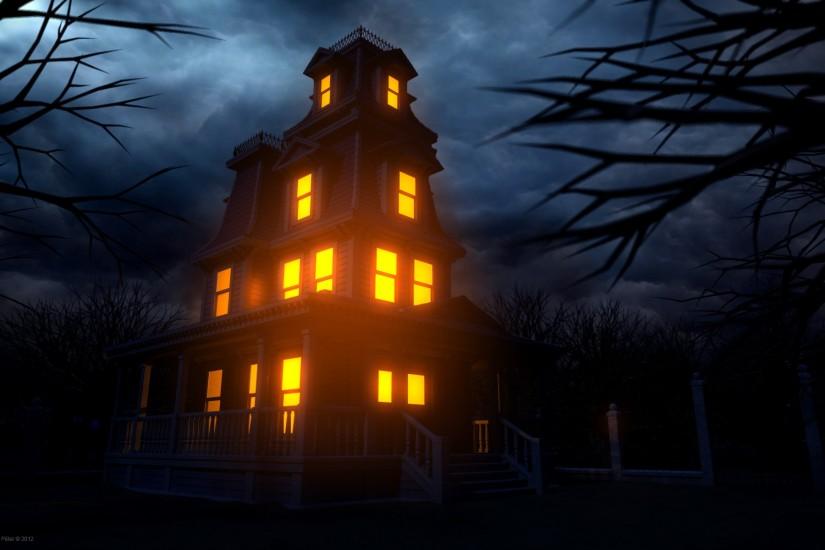 House Creepy halloween haunted lights windows wallpaper | 1920x1200 .