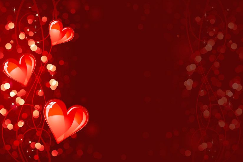 Valentine's Day 2013 Red Background With Hearts Illustartion #4275