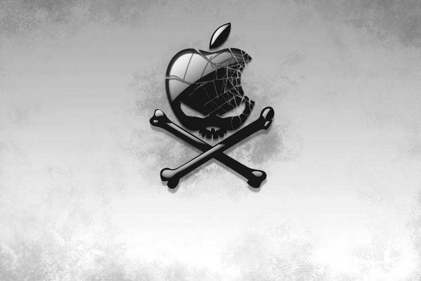 Preview wallpaper black, apple, bones, skull 1920x1080
