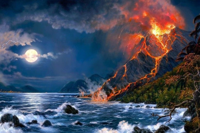 Volcano eruption - Fantasy art ð wallpaper