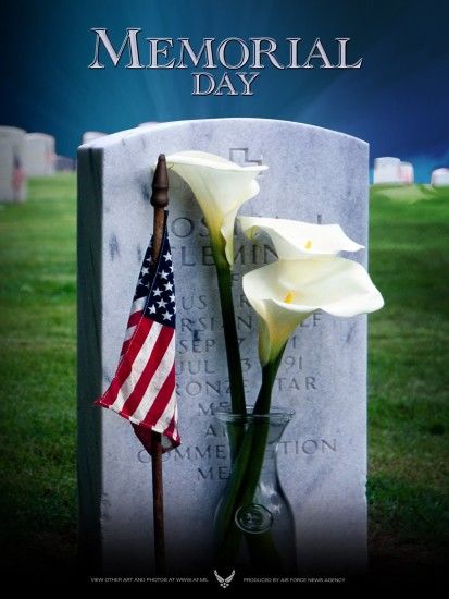Memorial Day Grave With Flower And American Flag Picture