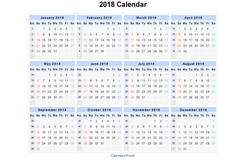 2018 photo Calendar Template