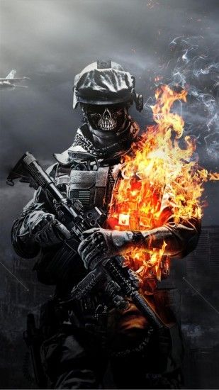 Battlefield Skull Fire Wallpaper for iPhone 5