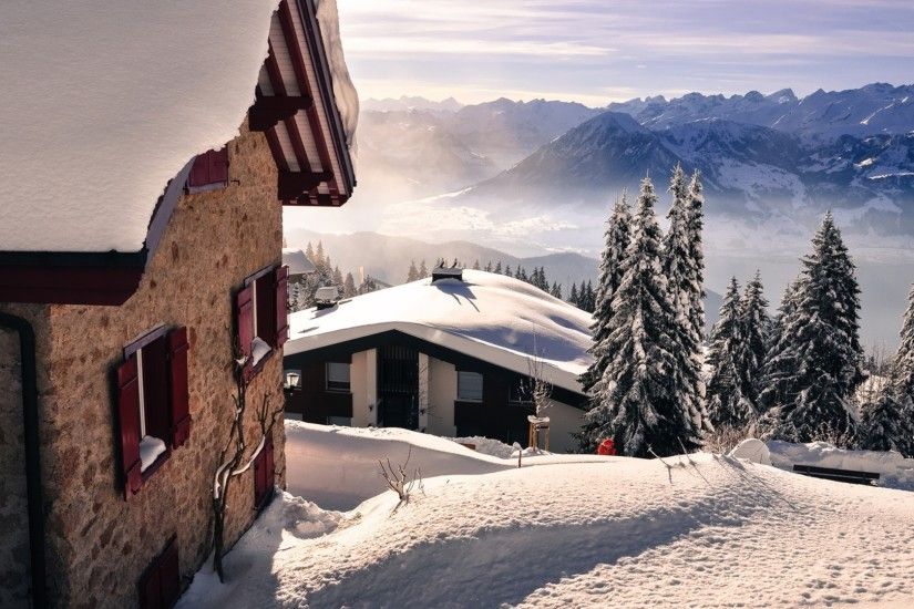 Preview wallpaper snow, mountains, winter, landscape 1920x1080