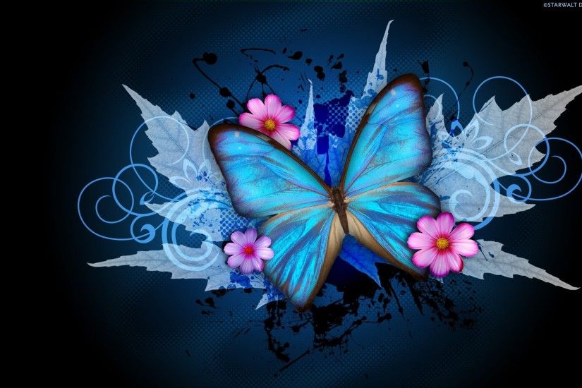 Cool Butterfly Wallpapers - WallpaperSafari Abstract Butterfly Wings Black  Background Vector Wallpaper At 3d .