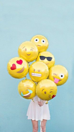 Abstract Funny Cute Emoji Balloons iPhone 8 wallpaper